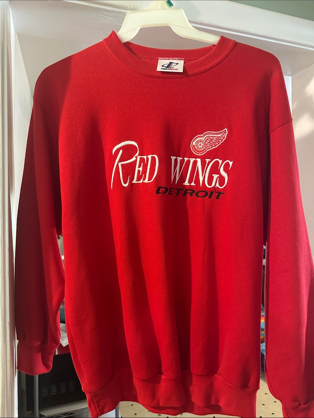 Logo Athletic Red Detroit Red Wings Crewneck Sweater